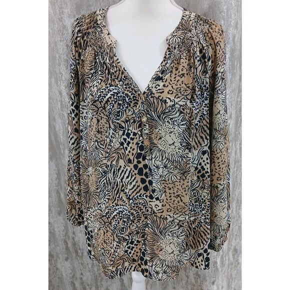 Lilly Pulitzer Elsa Silk Top Walk On The Wild Side MSRP $178 Size XXL - Picture 2 of 8